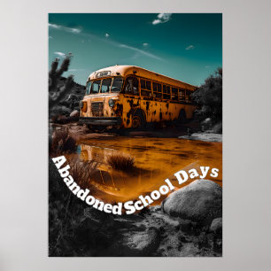 Verlaten schoolbus in de woestijn - Liminal Space Poster