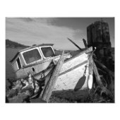 Verlaten Shipwreck Black en White Foto Afdruk (Voorkant)