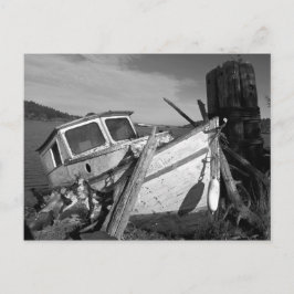 Verlaten Shipwreck Black en White Photo Briefkaart