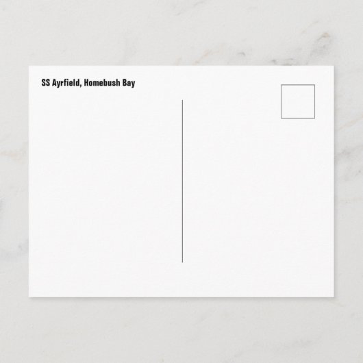 Verlaten SS Ayrfield Briefkaart (Achterkant)