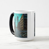 Verlaten stad Dystopian AI Gegenereerde Kunstwerk Magische Mok (Voorkant links)