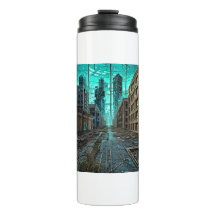 Verlaten stad Dystopian AI Gegenereerde Kunstwerk