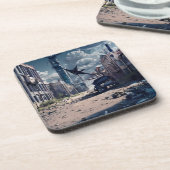 Verlaten stad | Post Apocalypse dystopische wereld Bier Onderzetter (Linkerzijde)