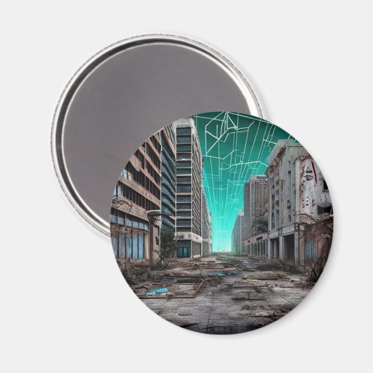 Verlaten stad | Post-apocalyptische dystopie Magneet (Voorkant / Achterkant)