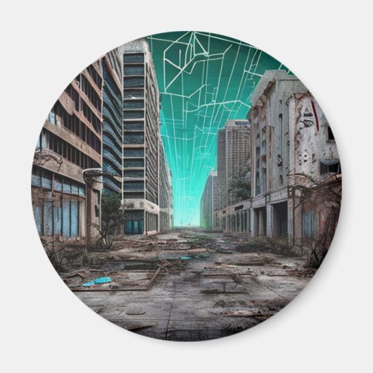 Verlaten stad | Post-apocalyptische dystopie Magneet (Voorkant)