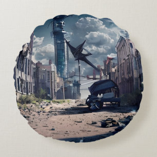 Verlaten Stad   Post Apocalyptische Dystopische We Rond Kussen