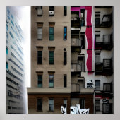 Verlaten stadsgebouwen met graffiti poster (Voorkant)