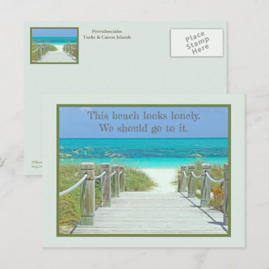 VERLATEN STRAND EN TURQUOISE CARIBISCH WATER BRIEFKAART (Voorkant / Achterkant)