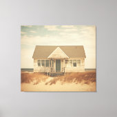 Verlaten strandhuis ingetogen retro kust canvas afdruk (Voorkant)