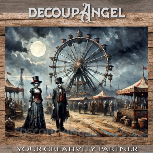 Verlaten themapark - Decoupage - Tissuepapier