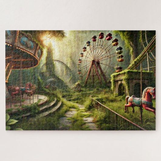 Verlaten Thempark Draaimolen & Reuzenrad Legpuzzel (Horizontaal)