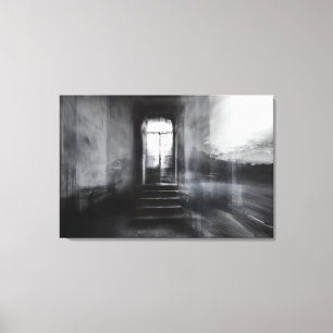 Verlaten Trap Geestachtige Deur Vervaging Canvas Afdruk