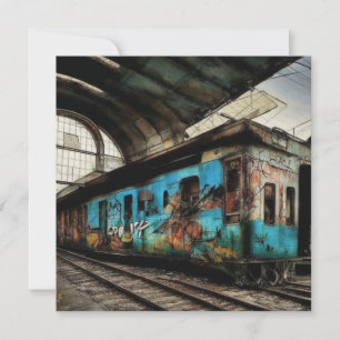 Verlaten trein met graffiti straatkunst