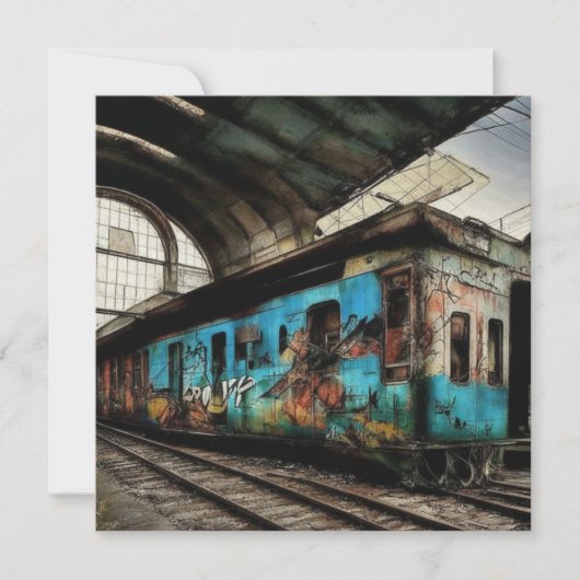 Verlaten trein met graffiti straatkunst (Voorkant)