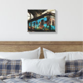 Verlaten trein met graffiti straatkunst canvas afdruk (Insitu (Slaapkamer))
