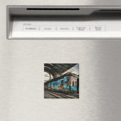 Verlaten trein met graffiti straatkunst magneet (Insitu (Vaatwasser))