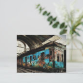 Verlaten trein met Graffiti Urban Street Art Briefkaart (Staand voorkant)