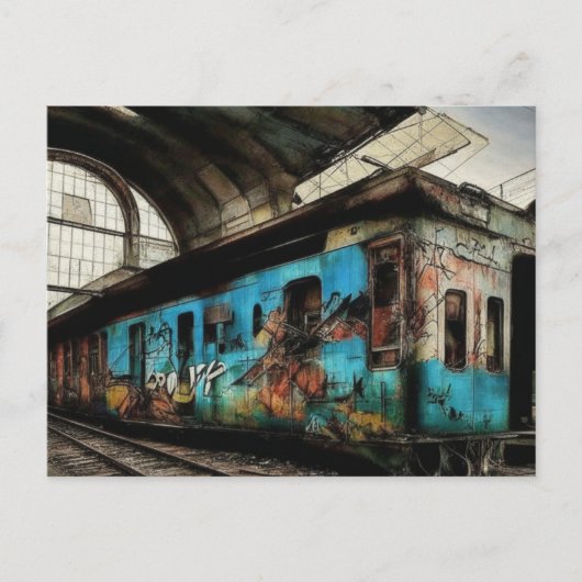 Verlaten trein met Graffiti Urban Street Art Briefkaart (Voorkant)