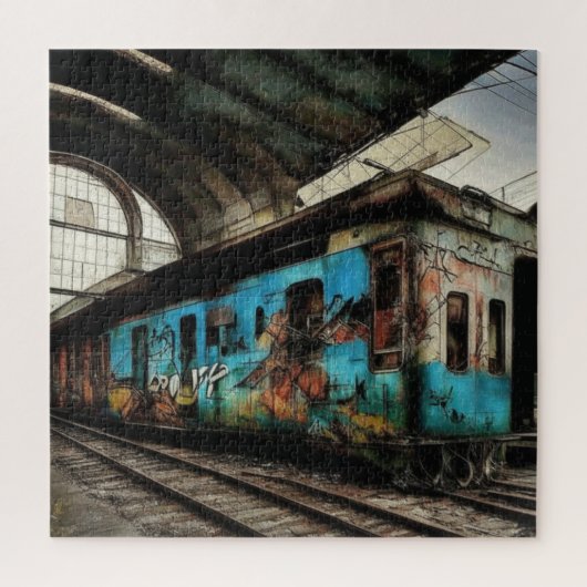 Verlaten trein met Graffiti Urban Street Art Legpuzzel (Verticaal)