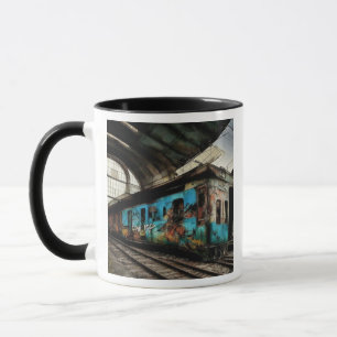 Verlaten trein met Graffiti Urban Street Art Mok