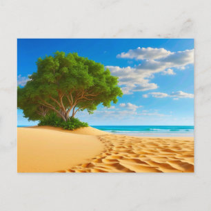 Verlaten Tropisch Eiland Zandstrand Briefkaart