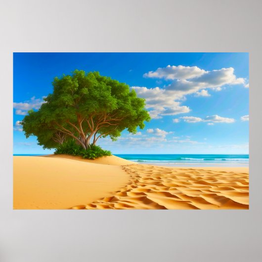 Verlaten Tropisch Eiland Zandstrand Poster (Voorkant)
