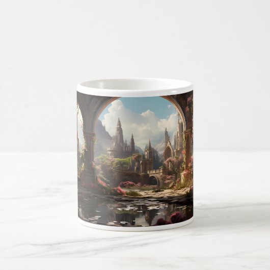 Verlaten tuin in een fantasiewereld koffiemok (Center)