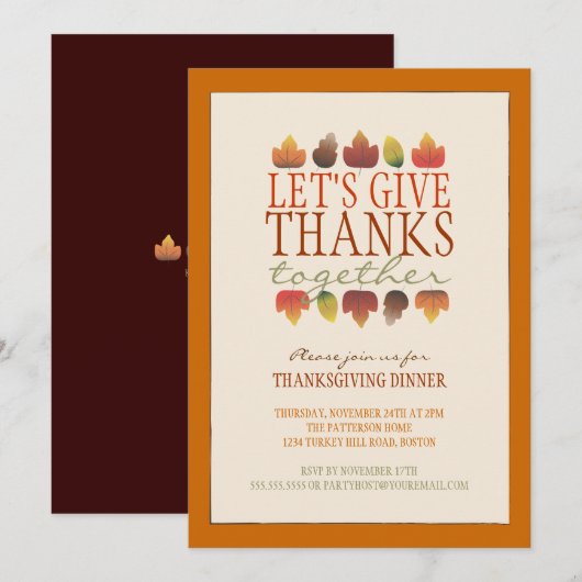 Verlaten van de Thanksgiving van de herfst Kaart (Voorkant / Achterkant)