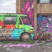 Verlaten Van en Bike Graffiti Urban Art Sticker (Voorkant)