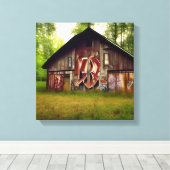 Verlaten Verweerde schuur in de Bossen Canvas Afdruk (Insitu (Houten vloer))