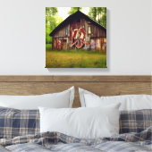 Verlaten Verweerde schuur in de Bossen Canvas Afdruk (Insitu (Slaapkamer))
