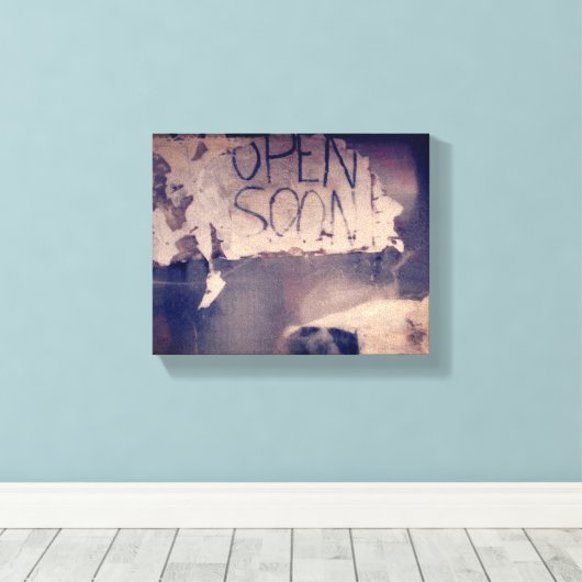 Verlaten winkel met snel open teken afwijzen canvas afdruk (Insitu (Houten vloer))