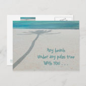 VERLATEN WIT ZANDSTRAND, SCHADUW LONE PALM TREE BRIEFKAART (Voorkant / Achterkant)