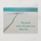 VERLATEN WIT ZANDSTRAND, SCHADUW LONE PALM TREE BRIEFKAART (Voorkant)