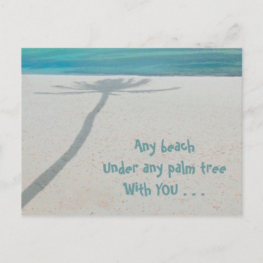 VERLATEN WIT ZANDSTRAND, SCHADUW LONE PALM TREE BRIEFKAART (Voorkant)