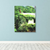 Verlaten Witte Huis in de Bossen Canvas Afdruk (Insitu (Houten vloer))