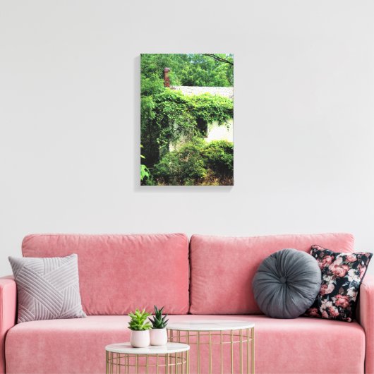 Verlaten Witte Huis in de Bossen Canvas Afdruk (Insitu (Woonkamer))