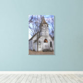Verlaten Witte Land Kerk Canvas Afdruk (Insitu (Houten vloer))
