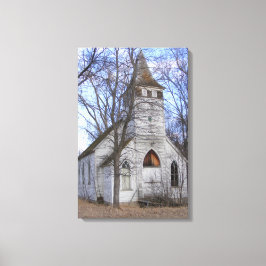Verlaten Witte Land Kerk Canvas Afdruk