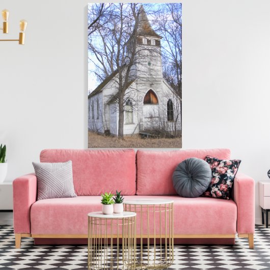 Verlaten Witte Land Kerk Canvas Afdruk (Insitu (Woonkamer))