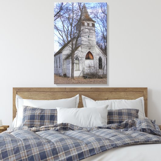 Verlaten Witte Land Kerk Canvas Afdruk (Insitu (Slaapkamer))