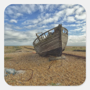 Verlaten Wooden Vissen Boat Dungeness Vierkante Sticker