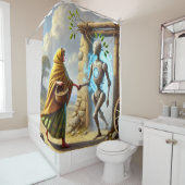 Verleden ontmoet de toekomst douchegordijn (In situ)