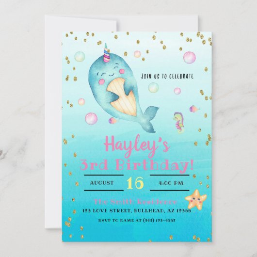 Verleden Waterverf pasta Girls Birthday Kaart (Voorkant)