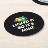 Verleend tot zijn mijnenregenbooglips Funny LGBT Ronde Kartonnen Onderzetter (Gebogen)