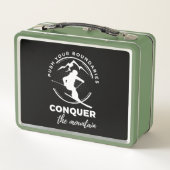 Verleg je grenzen, verover de berg" (Achterkant)