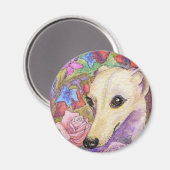 Verlegen Bloem Whippet Magneet (Voorkant / Achterkant)