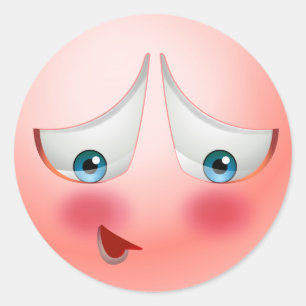 Verlegen blozende emoji ronde sticker