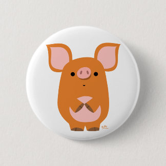 Verlegen cartoon varken knop badge ronde button 5,7 cm