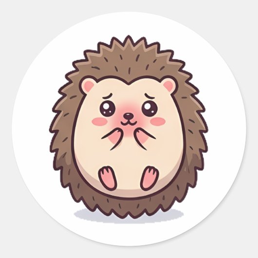 Verlegen Egeltje Ronde Sticker (Voorkant)